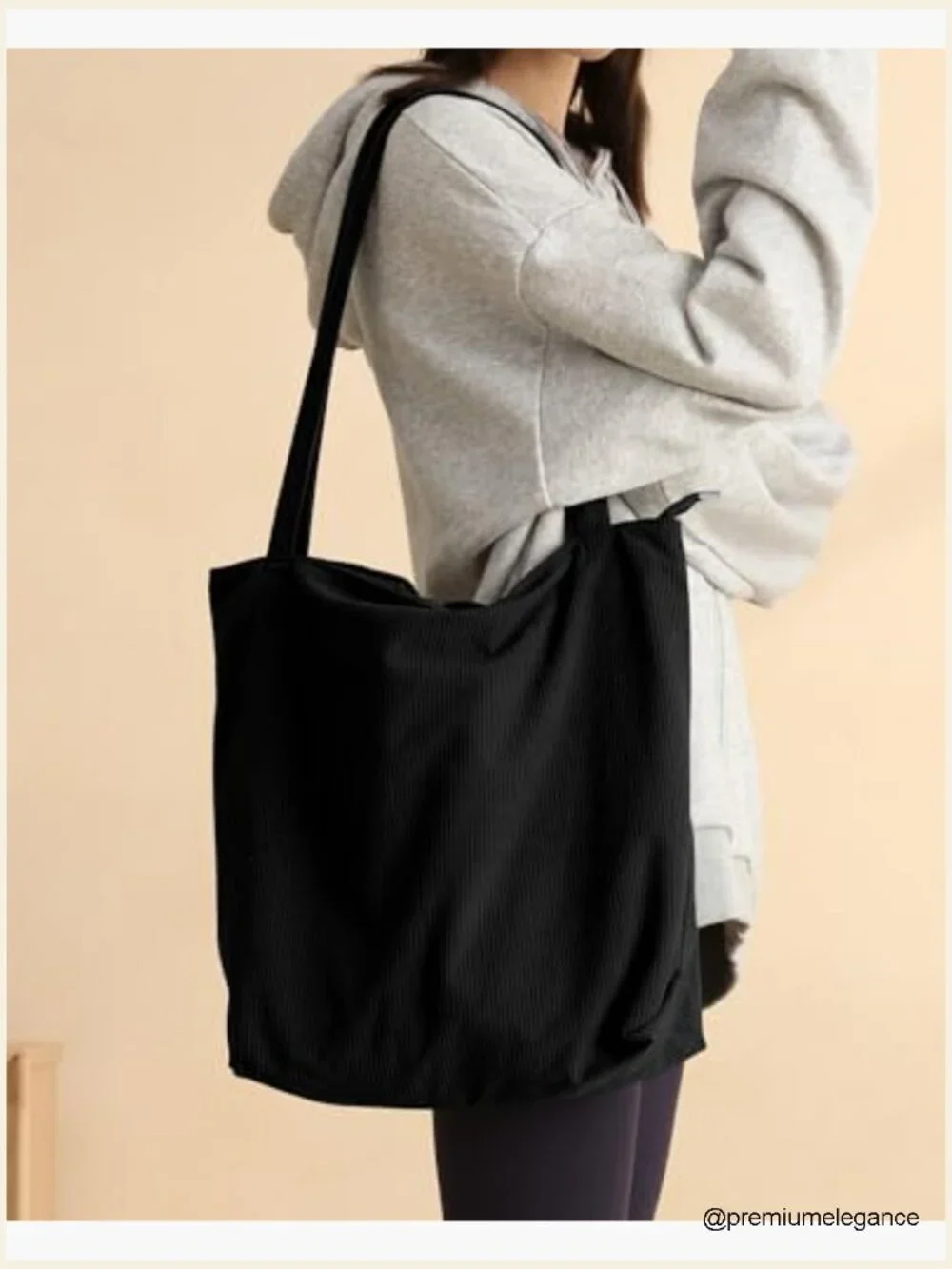 Corduroy Tote Bag with Zipper, Large Capacity Hobo Handbag for Women